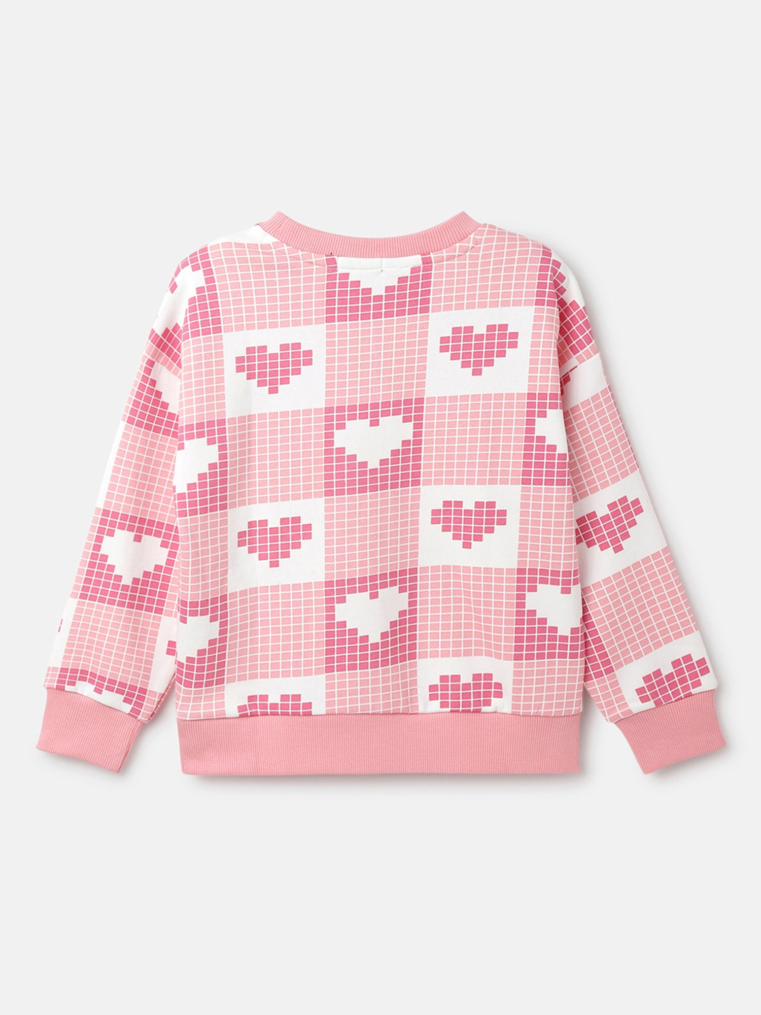 United Colors of Benetton Kids Pink & White Checks Full Sleeves Sweatshirt