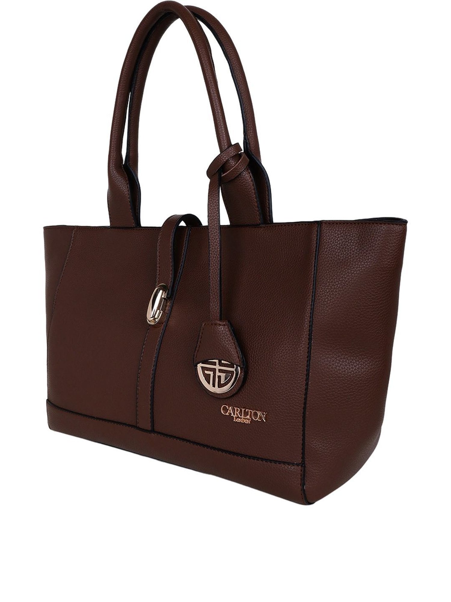 Carlton London Brown Solid Large Handbag