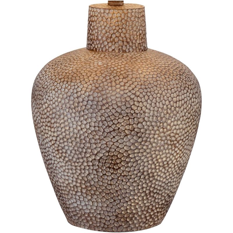 360 Lighting Southwestern Table Lamp with USB and AC Power Outlet Workstation Charging Base Brown Hammered Pot Living Room Bedroom