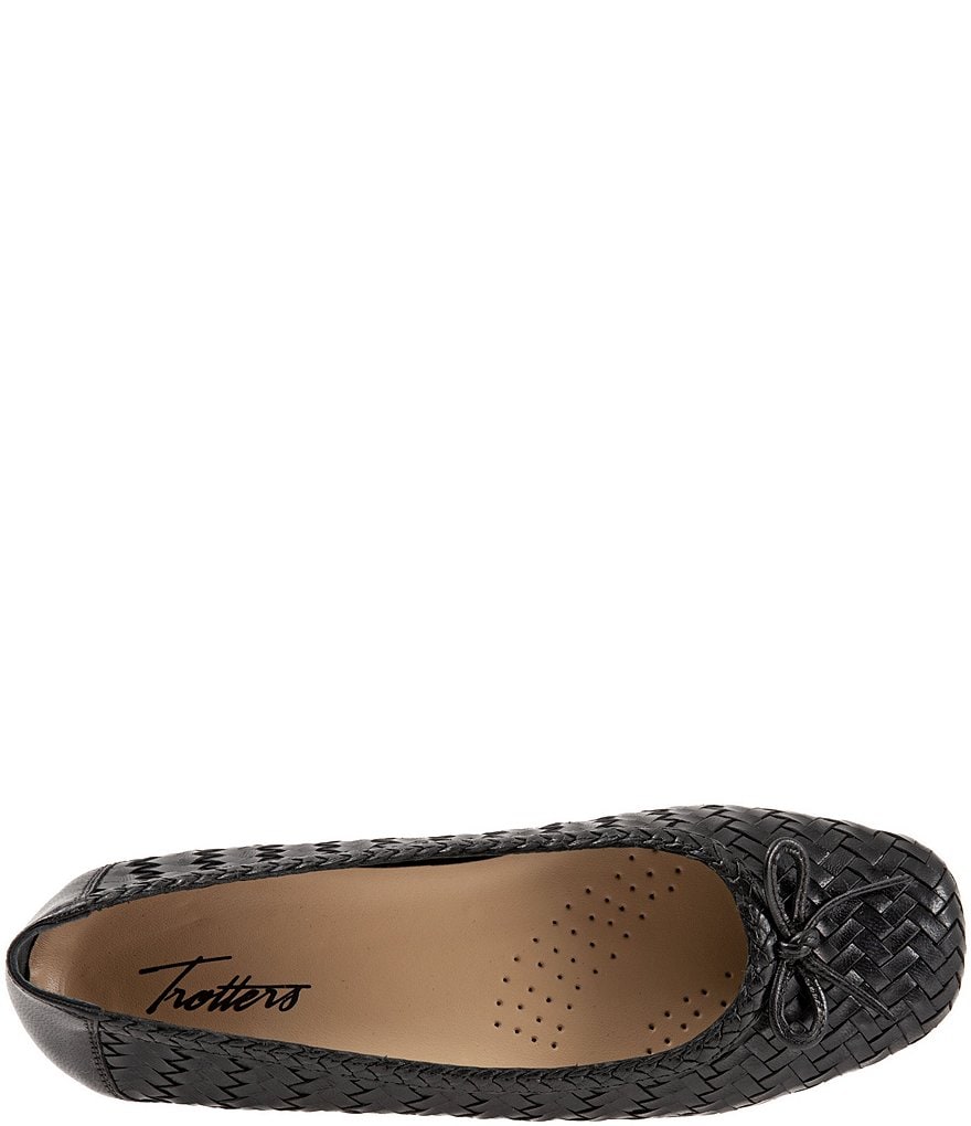 Trotters Gillian Woven Leather Bow Detail Ballet Flats