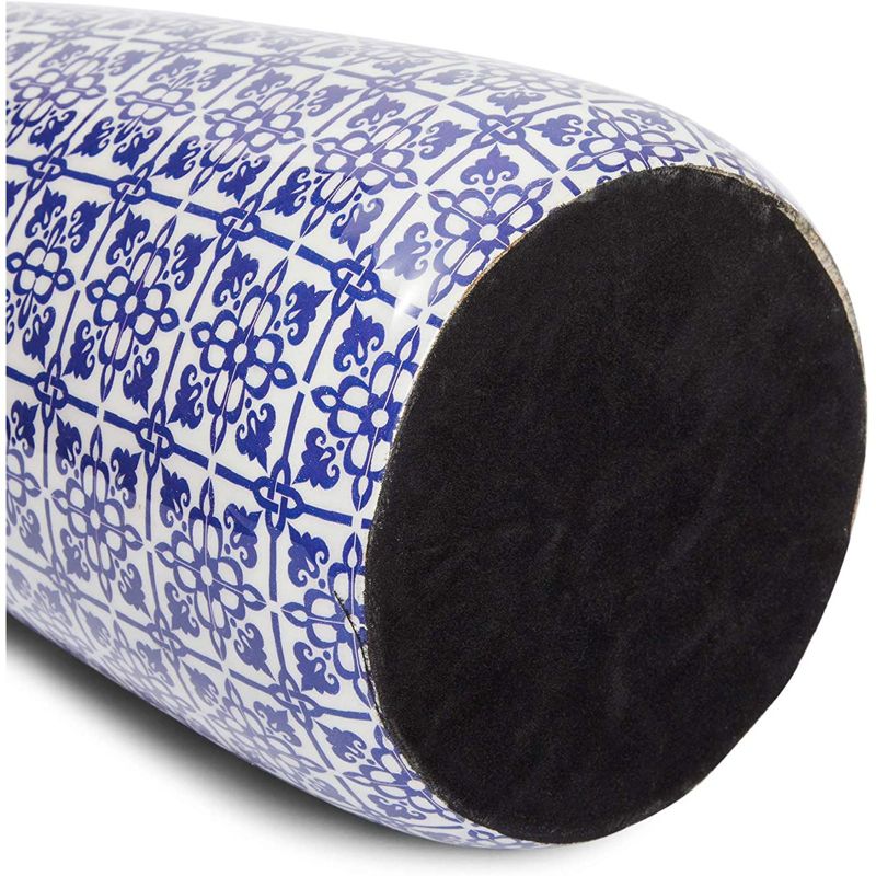 Juvale Mango Wood Cooking Utensil Holder for Kitchen Countertop (Blue, White, 5 x 7 In)