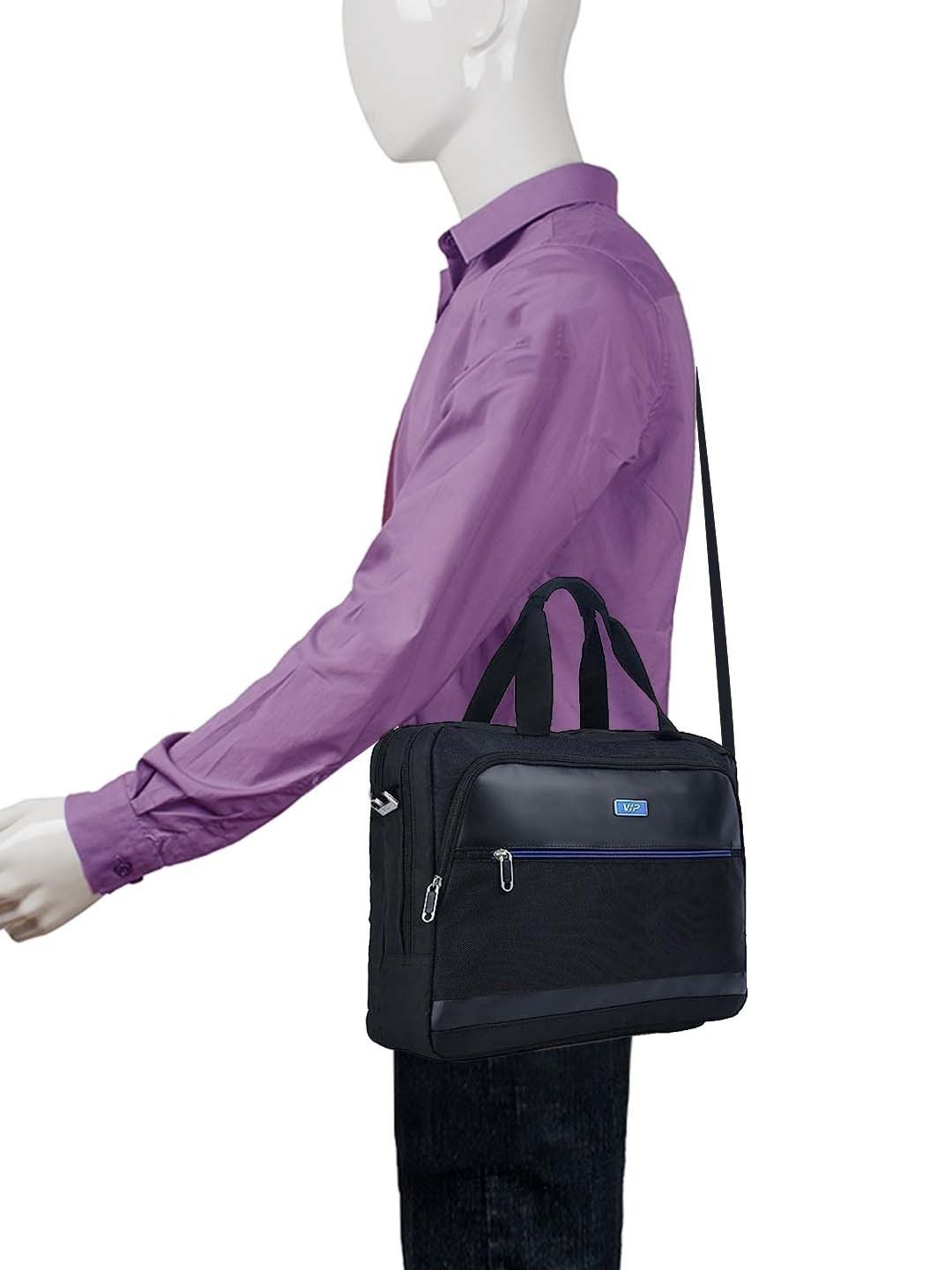 VIP Giga Dg Black Solid Medium Laptop Messenger Bag