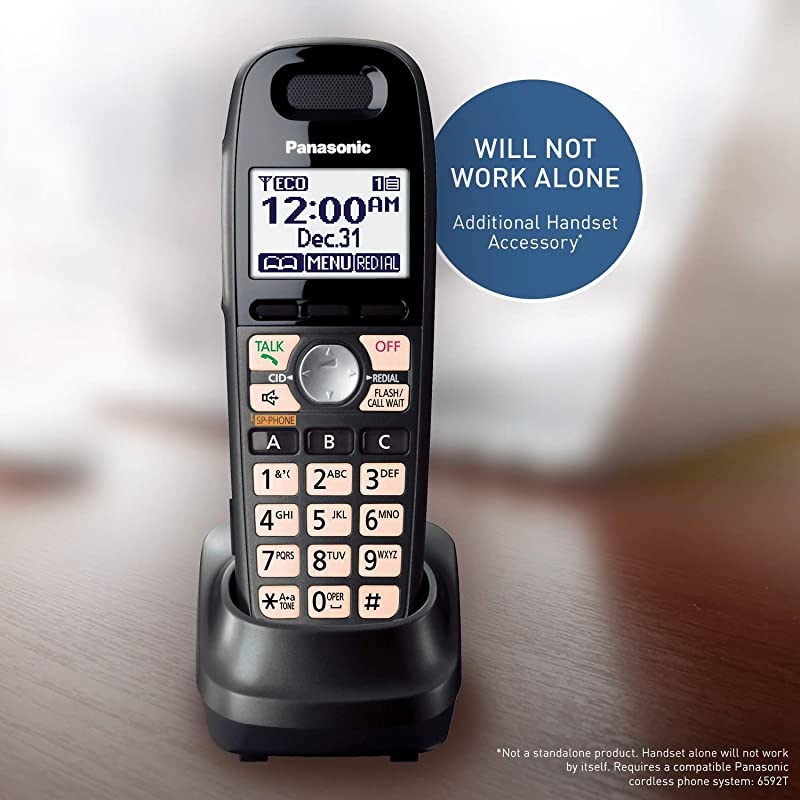 Cordless Phone Handset Accessory Compatible with KXTG6592T Cordless Phone System KXTGA659T Black Titanium Black