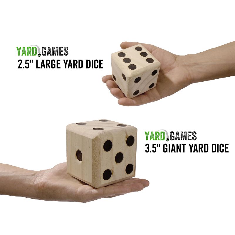 Yard Games 2.5 Inch Giant Outdoor Indoor Hand Sanded Wooden Dice Set with Laminated Scorecards and Carrying Case Fun For Kids and Adults of All Ages