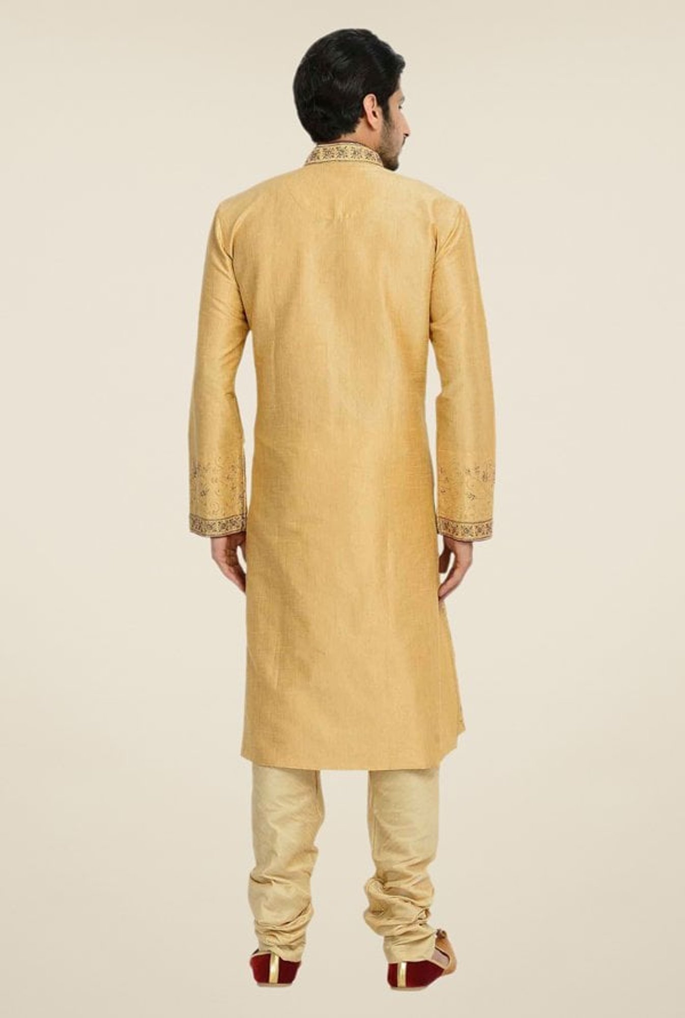 Manyavar Brown Self Design Kurta & Churidar Set