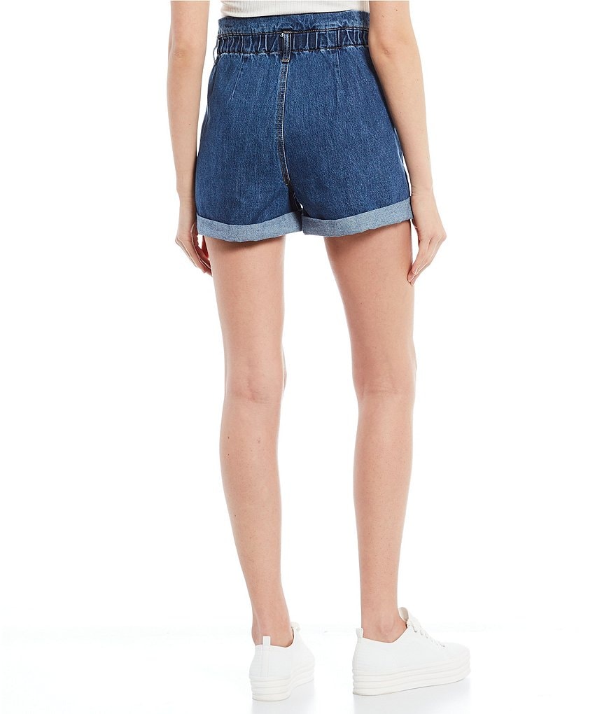 GB Denim Pleated Rolled Cuff Shorts