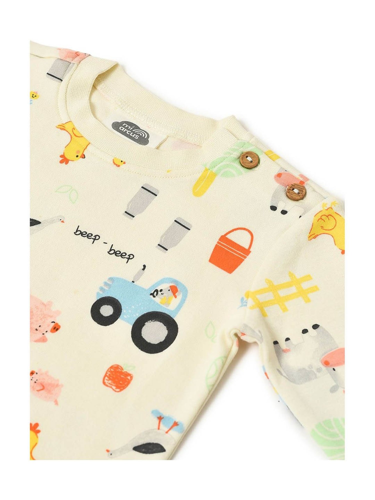 MiArcus Kids Cream Printed Sweatshirt with Pyjamas