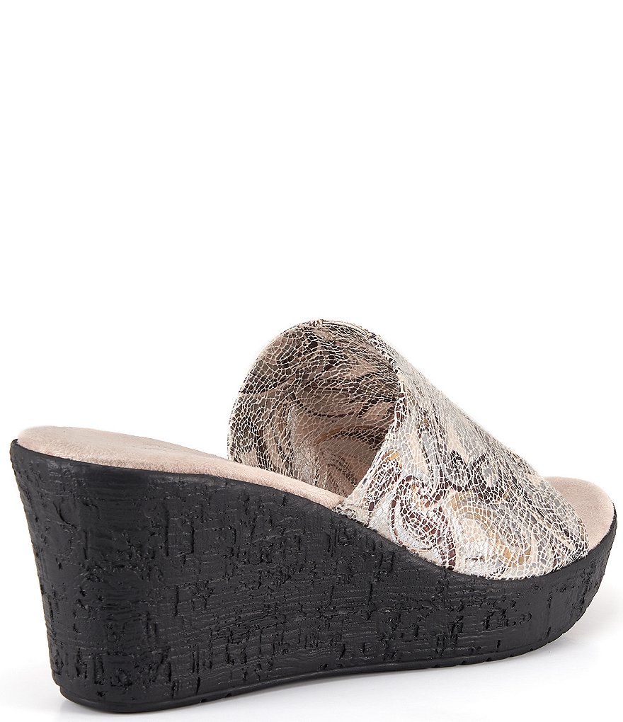 Onex Danica Metallic Print Elastic Stretch Pave Crystal Wedge Slides