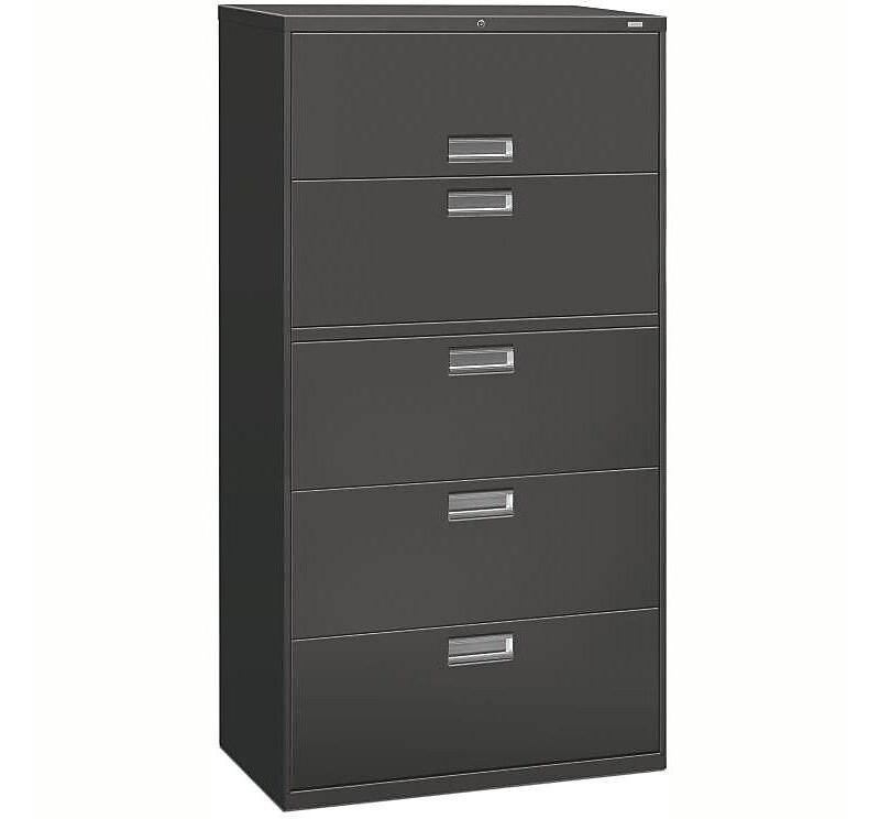HON 600 Series Five-Drawer Lateral File 36w x 18d Charcoal 685LS
