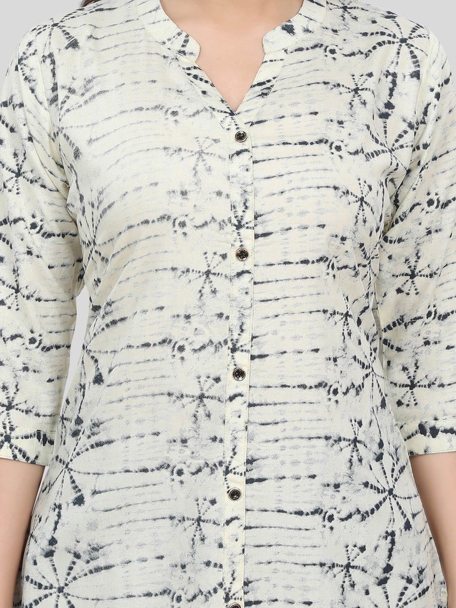 Saree Swarg Beige Printed A Line Short Kurti