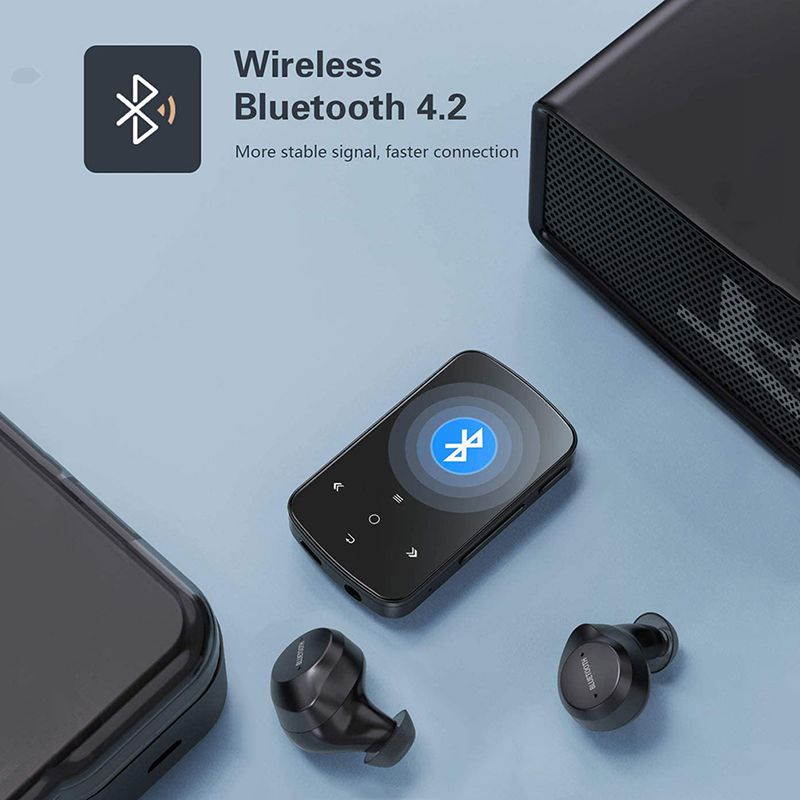 MP3 Player Clip Bluetooth FM Radio Portable Touch Screen Music Player for Running Sport Pedometer Voice Recorder Lossless Earphones w/MicroSD card slot