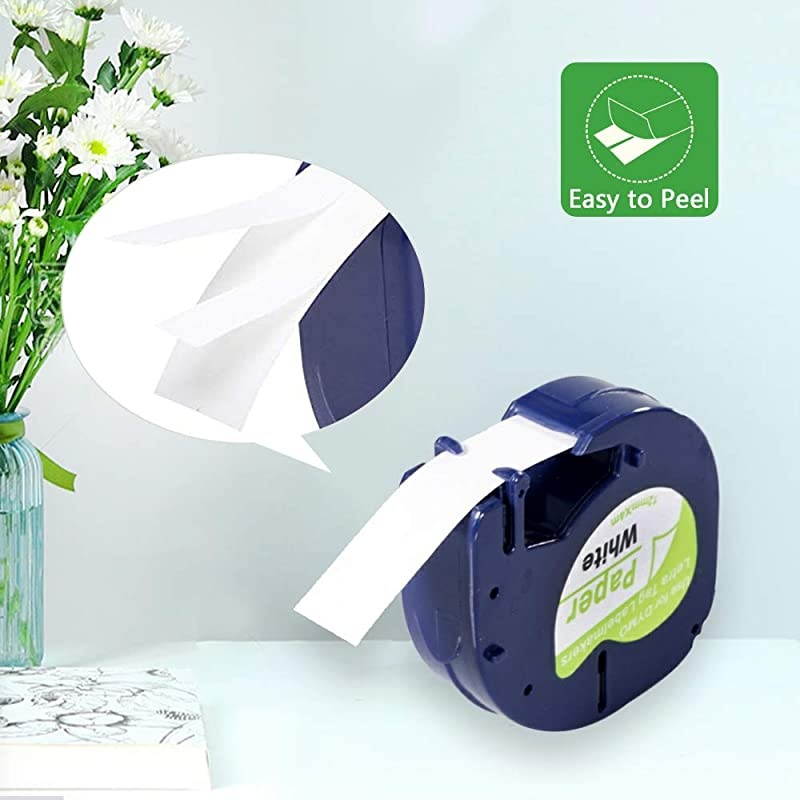 Compatible Label Tape Replacement for Dymo LetraTag Labeling Refills 91330 10697 (S0721510) Label Tape 1/2 Inch x 13 feet, 3 Pack Black on White Self-Adhesive Paper Tape for DYMO Label Maker