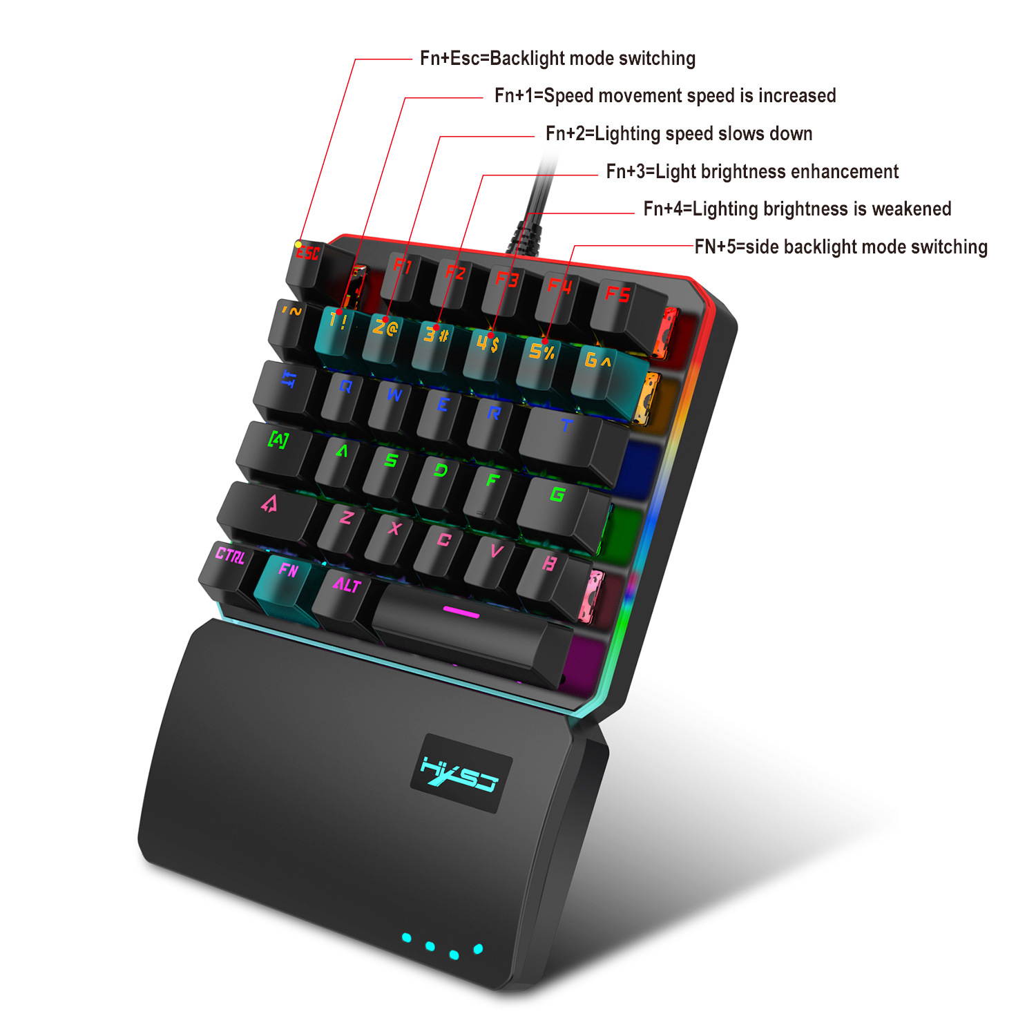 Mechanical Gaming Keyboard Wired with 87 Keys Anti-Ghosting Programmable RGB Rainbow Backlit for Laptop Games and Work (Blue Switch, Black)