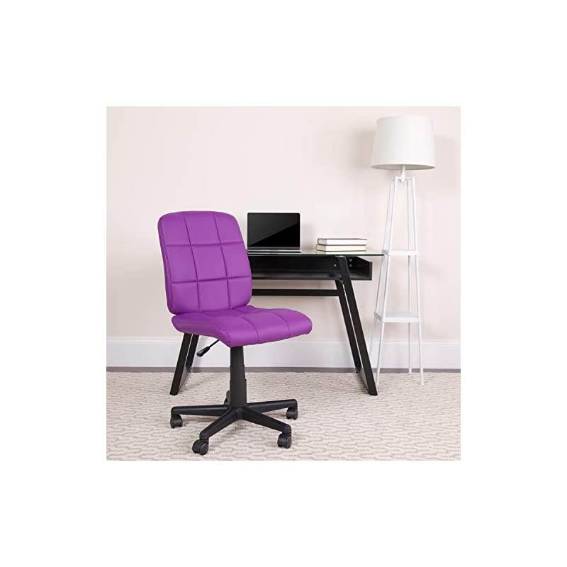 Mid-Back Purple Quilted Vinyl Swivel Task Office Chair