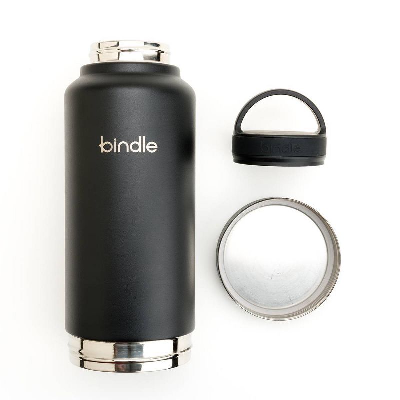 Bindle Bottle 24oz Double Walled & Vacuum Insulated Stainless Steel Bottle with Storage/Stash Compartment Black