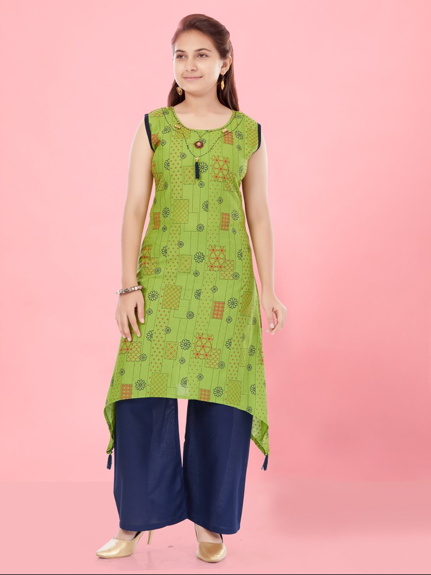 Aarika Kids Green Printed Kurta