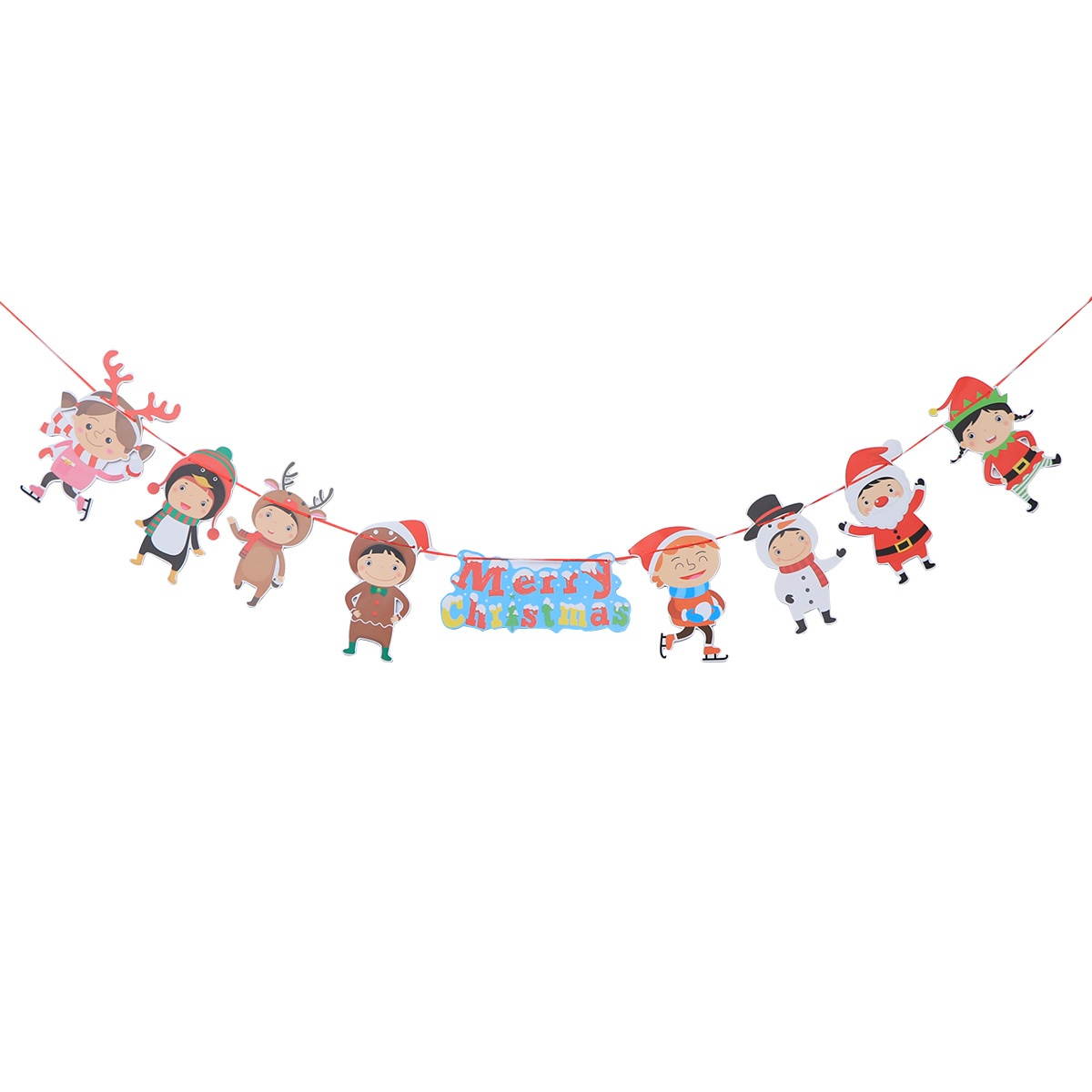 Colorful Paper Merry Christmas Letter Pattern Bunting Banners Flags XMAS Tree Door and Wall Hanging Decoration(Party Style)