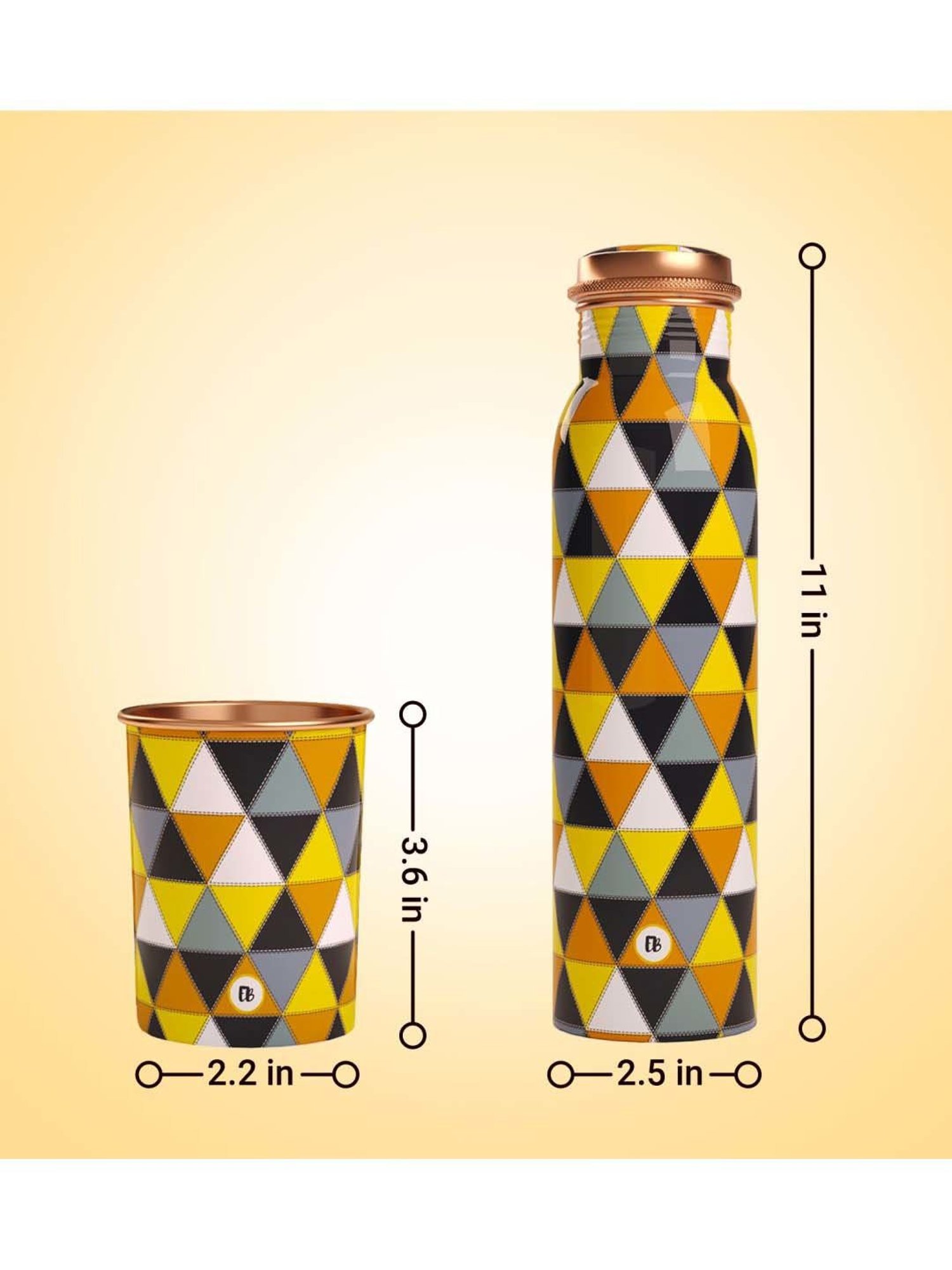 Everything Beautiful Yellow & Black Copper Water Bottle & Glass Set