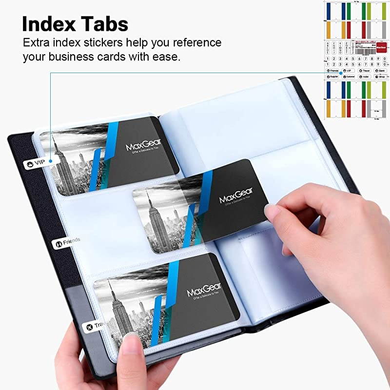 Business Card Organizer Business Card Holder Book, Portable Business Card Binder File Sleeve Storage, Business Card Holders, Name Card Holder for Men & Women, Capacity: 240 Cards, Black