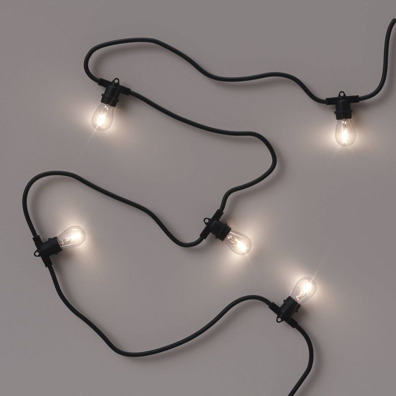 10ct LED Outdoor Non- Drop String Lights Black - Smith & Hawken™