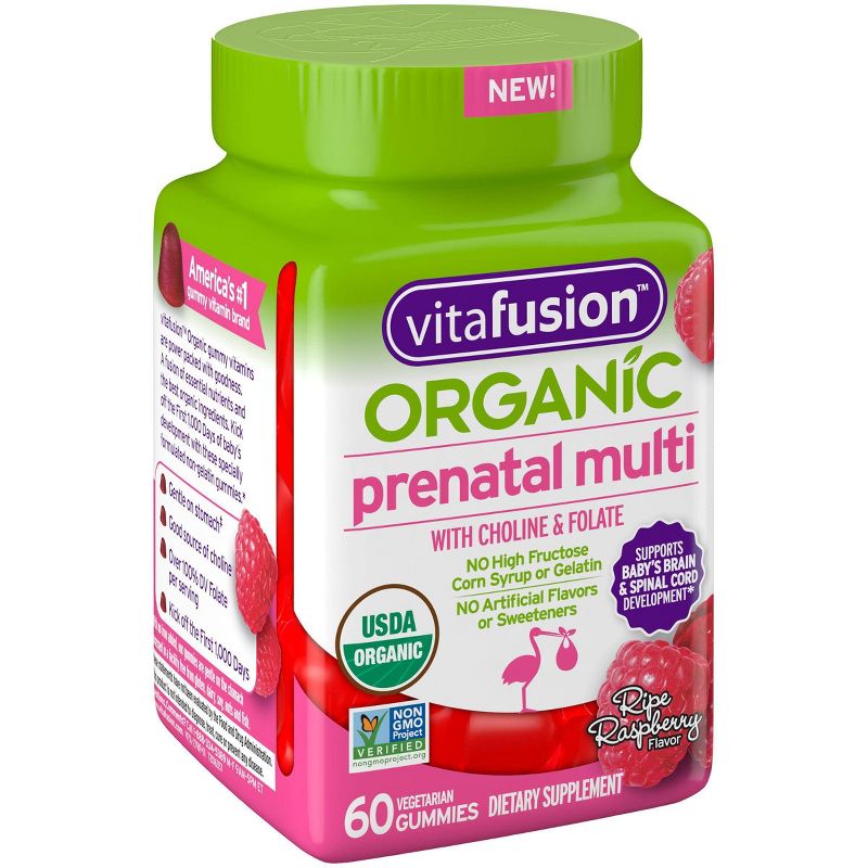 Vitafusion Organic Prenatal Multivitamin Gummies - Ripe Raspberry - 60ct