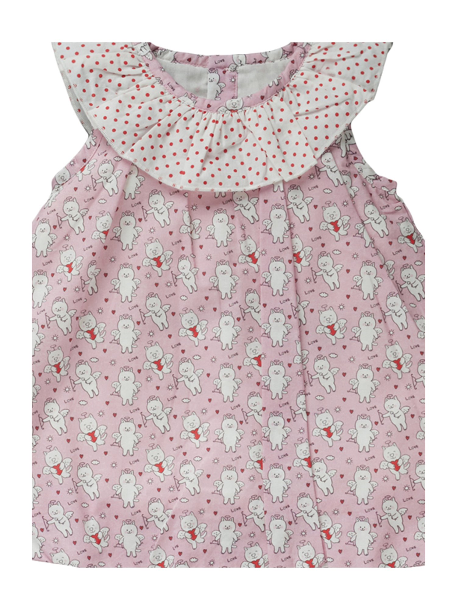 Pranava Kids Light Pink Cotton Printed Dress & Bloomer