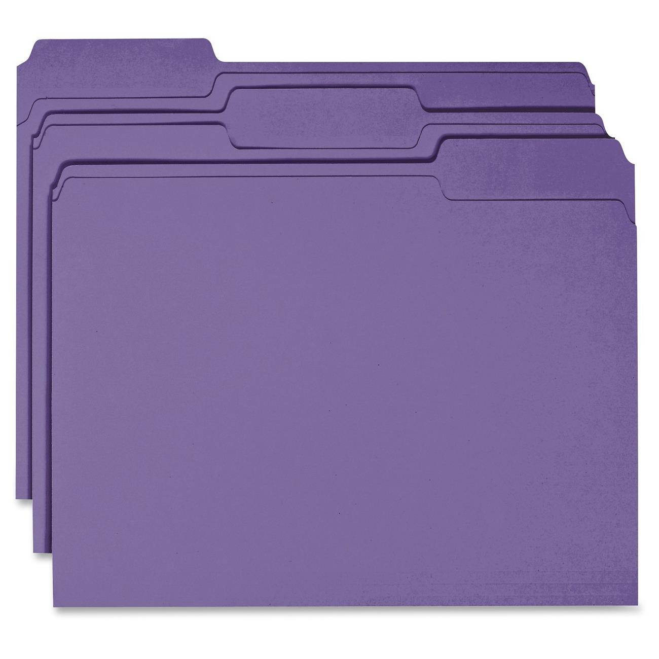Business Source Color File Folder 1/3 Cut 100/BX Purple 44106