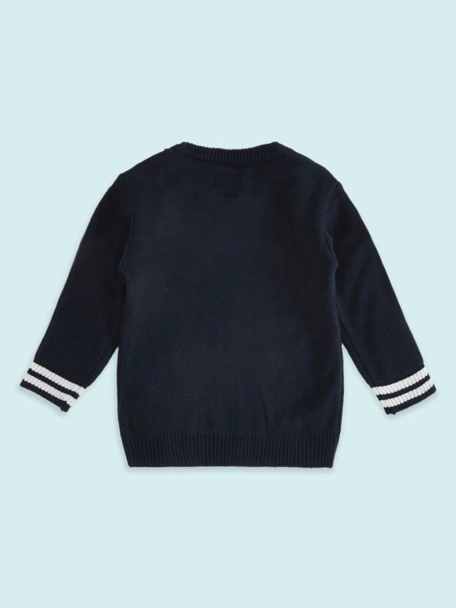 MINIKLUB Girls Green Self Design Full Sleeves Sweater