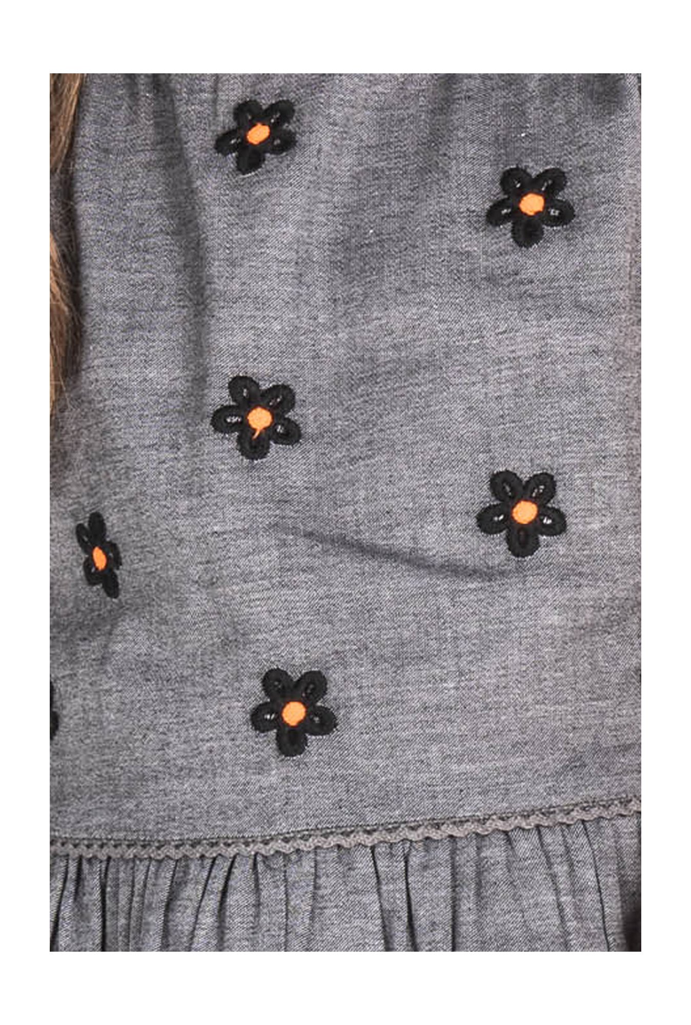 Cherry Crumble By Nitt Hyman Kids Grey Embroidered Dress