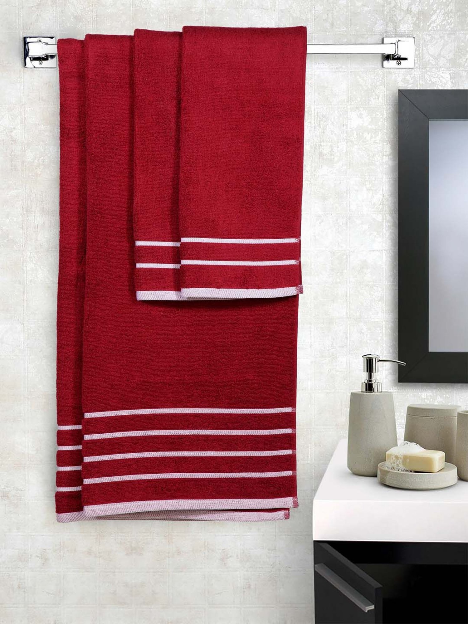Mark Home 100% Cotton 500 GSM Zero Twist Simply Soft Maroon Towel Set