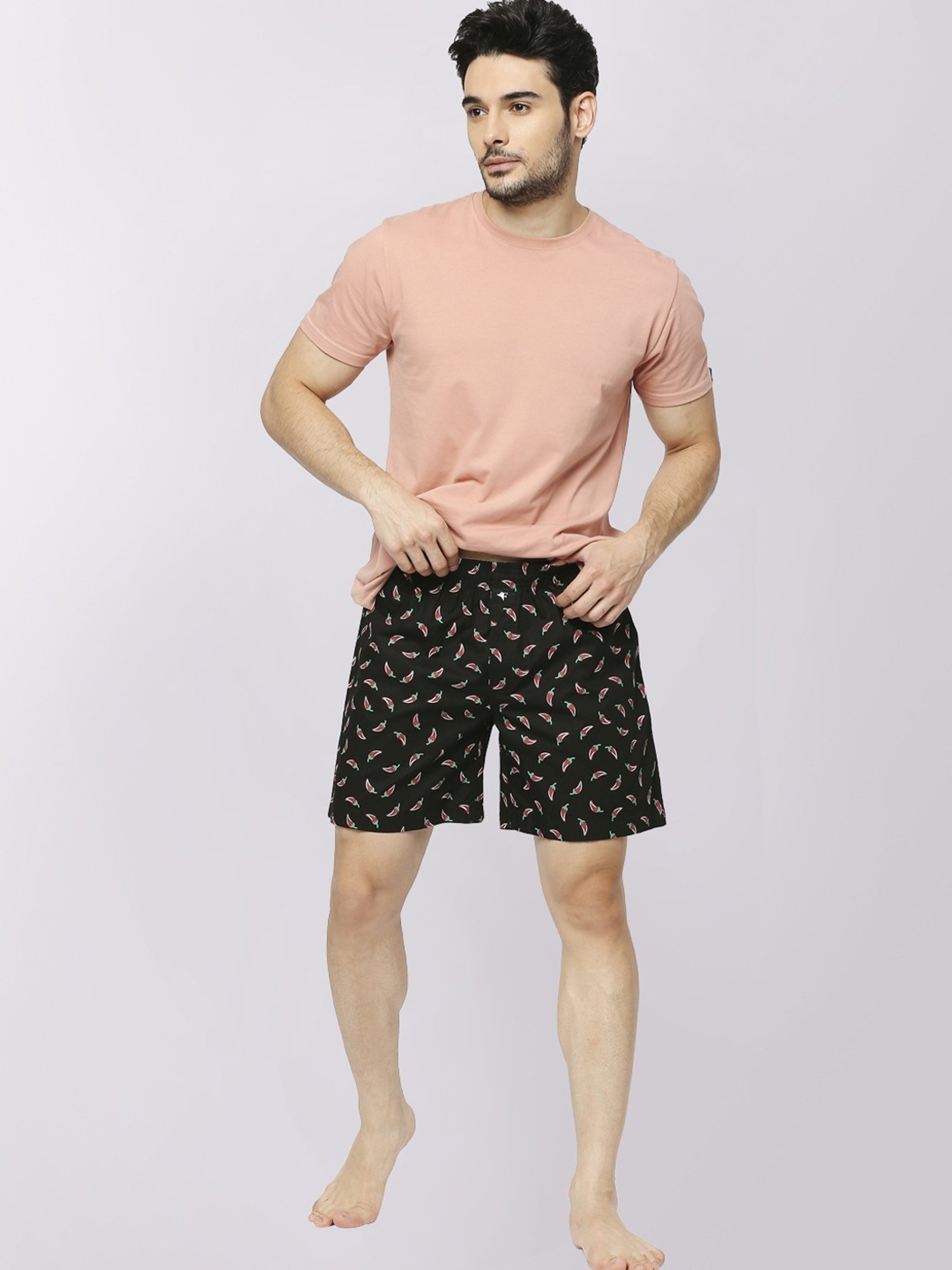 Frenchie Black Cotton Relaxed Fit Printed Boxers