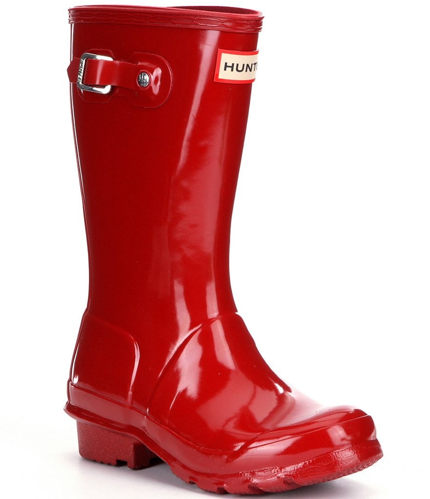Hunter Kids' Original Gloss Waterproof Buckle Strap Rain Boots (Youth)