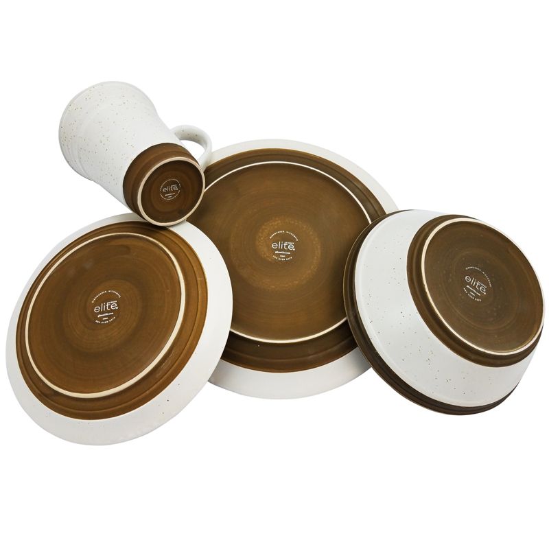 Gibson Elite Brynn 16 Piece Dinnerware Set, White - Featuring Unglazed Edges