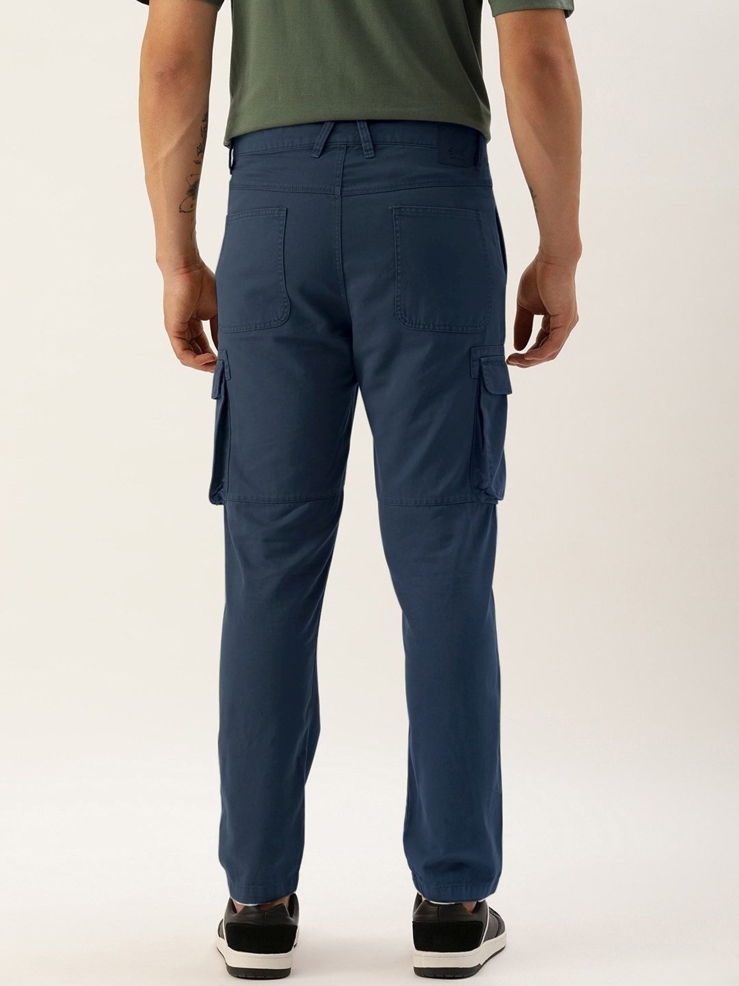 Ivoc Prussian Blue Cotton Regular Fit Cargos