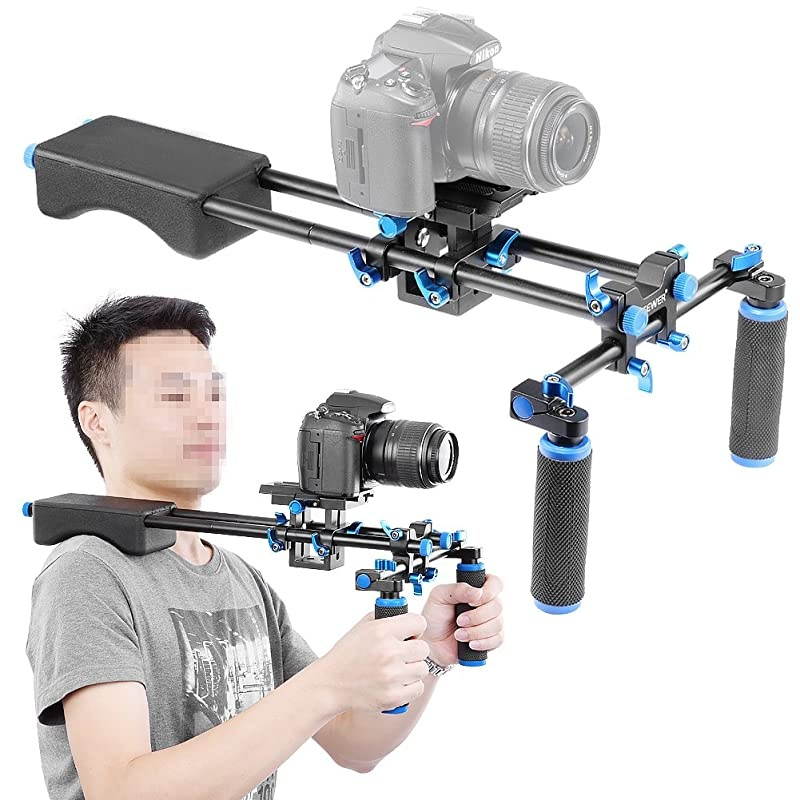 Portable FilmMaker System With CameraCamcorder Mount Slider Soft Rubber Shoulder Pad and Dualhand Handgrip For All DSLR Video Cameras and DV Camcorders