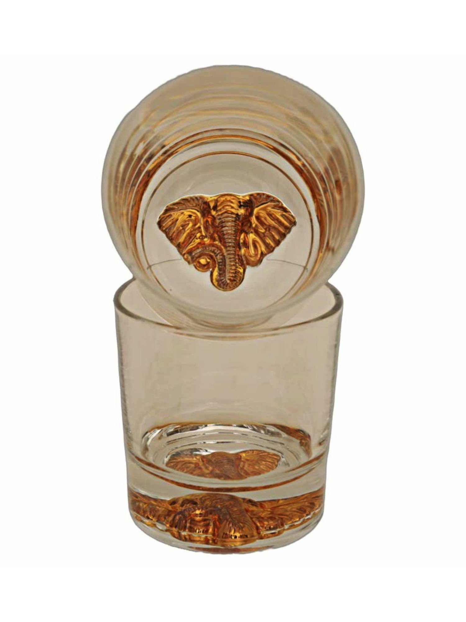Melbify Gold Elephant Transparent Whiskey Glass 300ml - Set of 2