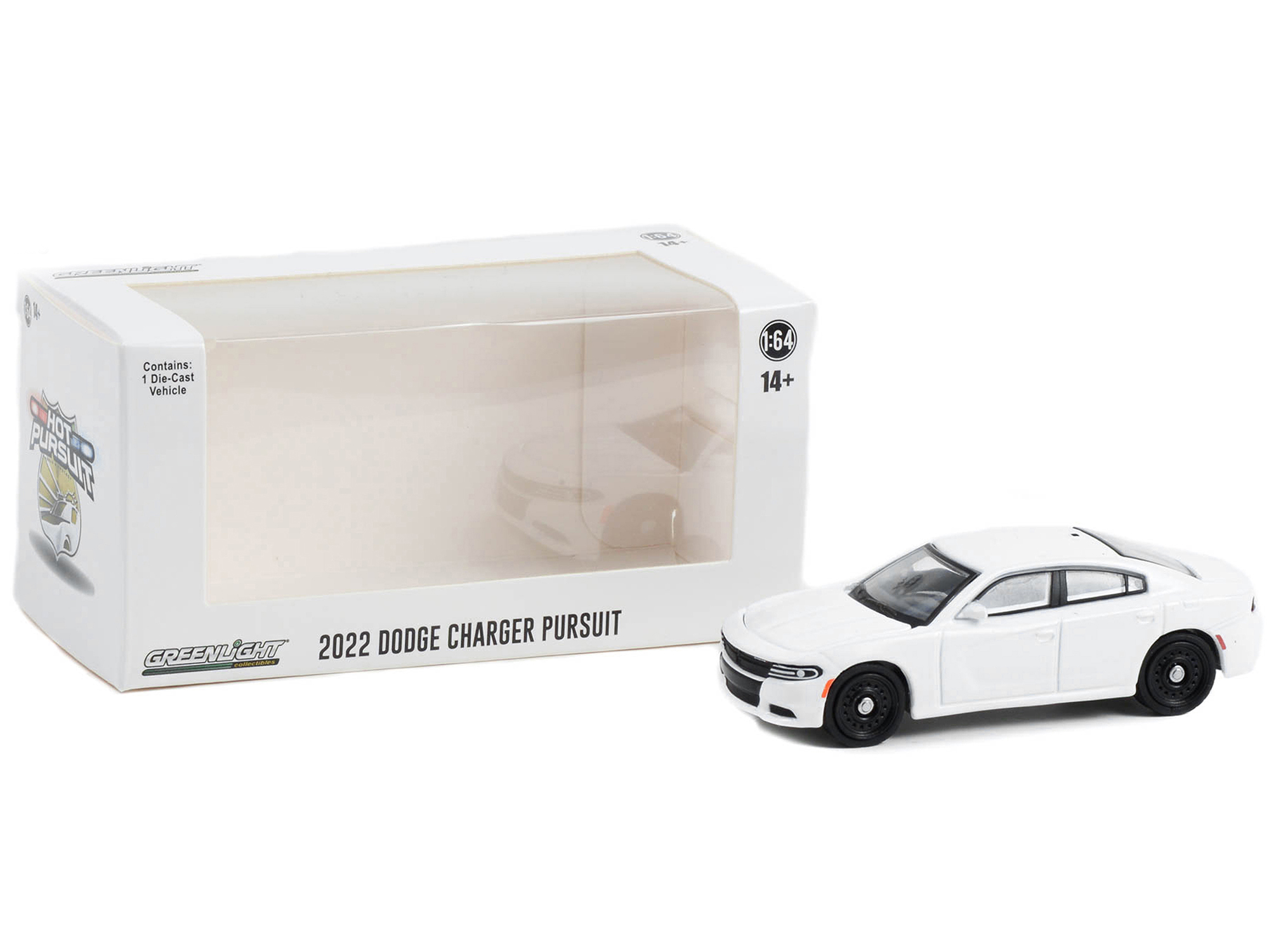 2022 Dodge Charger Pursuit Police Car White "Hot Pursuit" "Hobby Exclusive" Series 1/64 Diecast Model Car by Greenlight