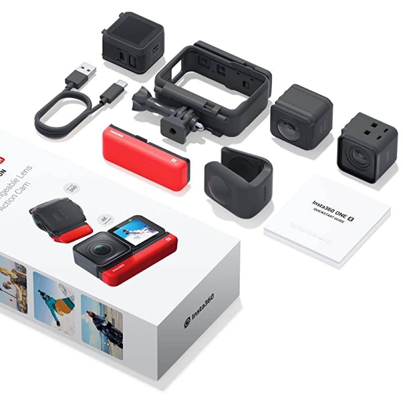 ONE R Twin Edition &ndash; Action Camera & 360 Camera with Interchangeable Lenses, Stabilization, IPX8 Waterproof, Touch Screen, AI Editing