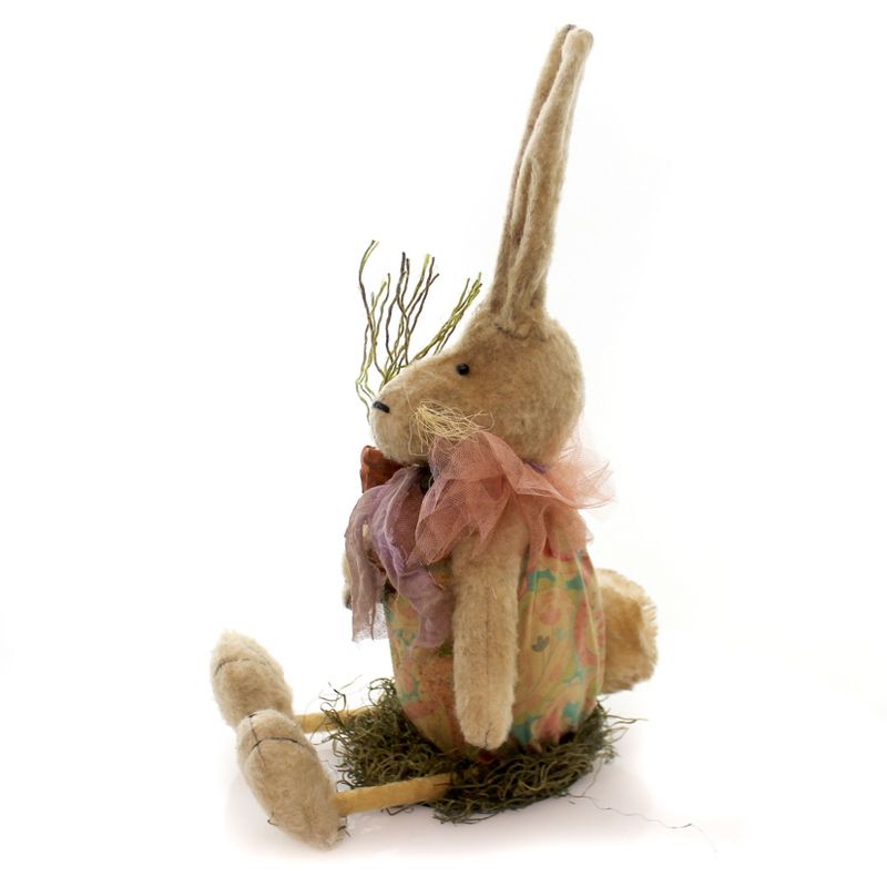 Plush Sitting Girl Rabbit Bunny Primative/Folk Art Design  -  Decorative Figurines