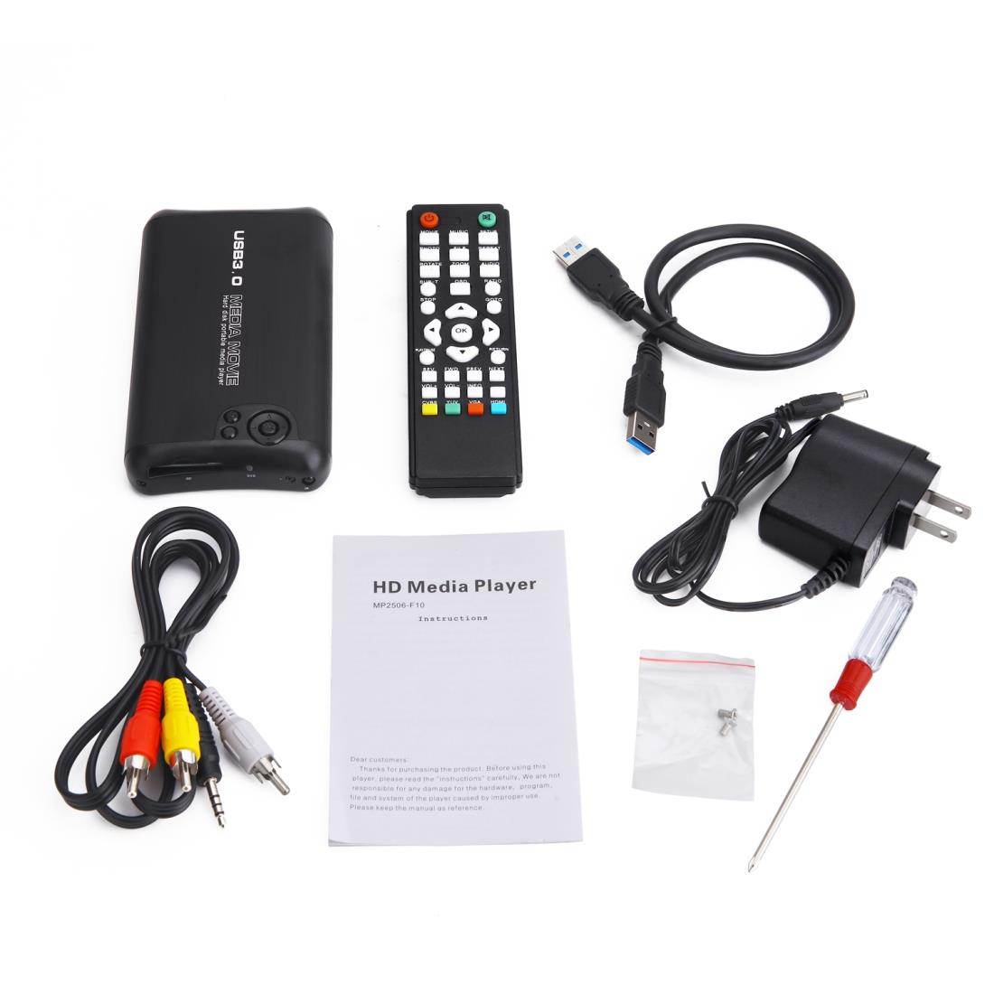 HDMI 1080P USB3.0 U Disk Video Play Box with Built-in Mediaplayer, US Plug(Black)