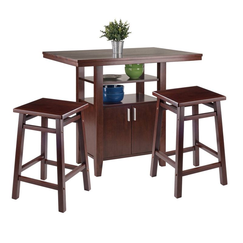 3pc Albany Counter Height Dining Set Walnut - Winsome