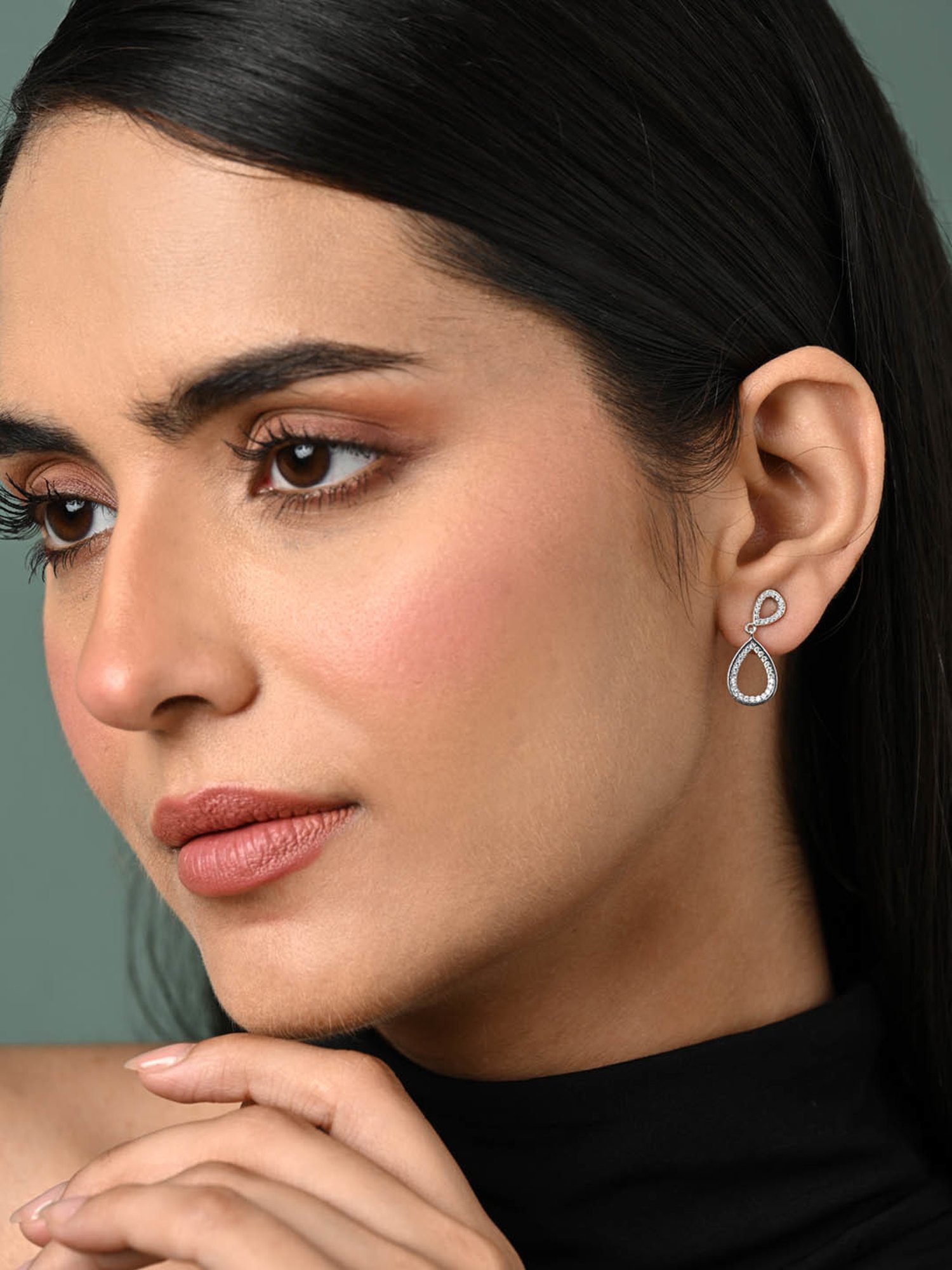 Clara 925 Silver Platinum Plated Swiss Zirconia Serenity Drop Earrings Gift for Women