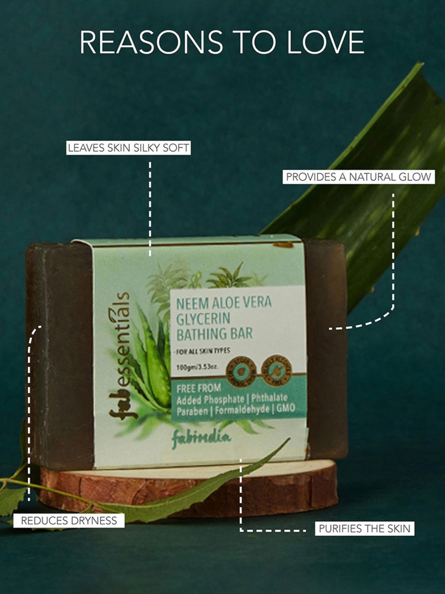 Fabessentials Neem Aloe Vera Glycerin Bathing Bar - 100 gm