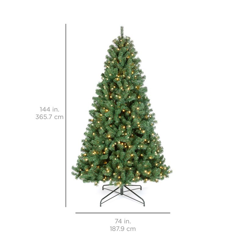 Best Choice Products 12ft Pre-Lit Instant No Fluff Artificial Spruce Christmas Tree w/ 1,250 LED Lights, 4,693 Tips
