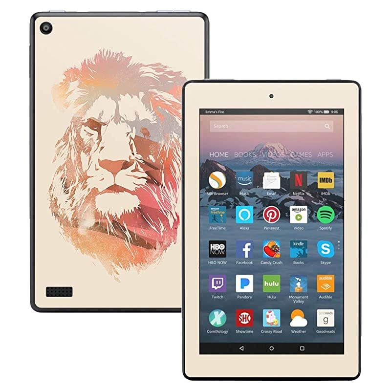 Skin Compatible with  Kindle Fire 7 2017 Desert Lion | Protective Durable and Unique Vinyl Decal wrap Cover | Easy to Apply Remove and Change Styles | Made in The USA