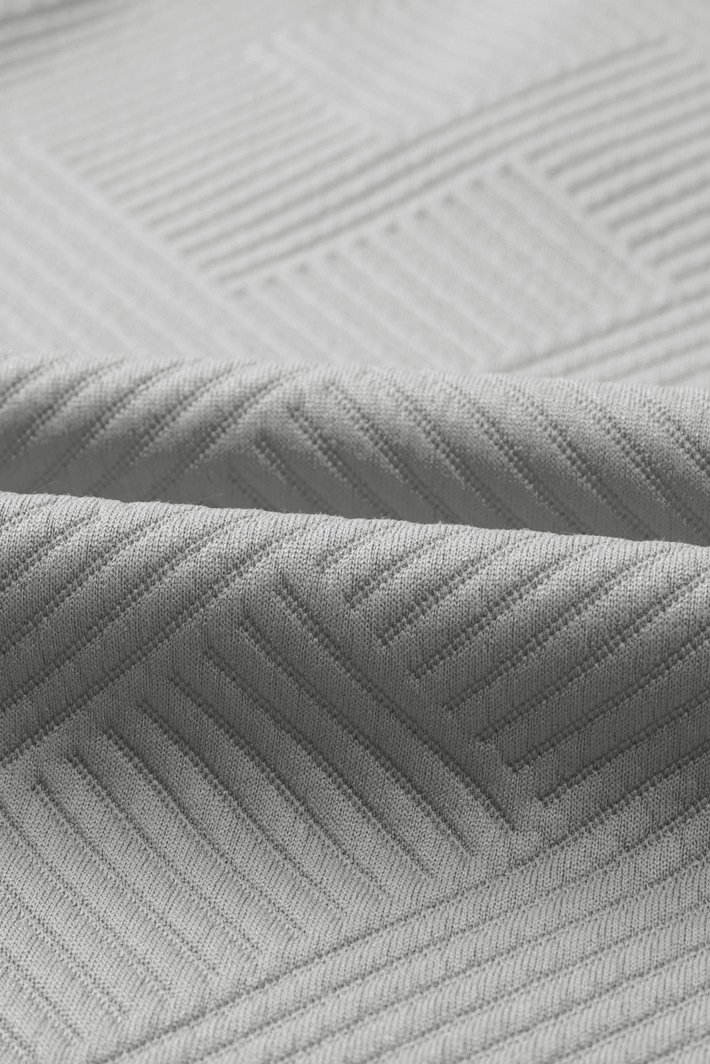 Light Grey Solid Textured Collared V Neck Top and Wide Leg Pants Set