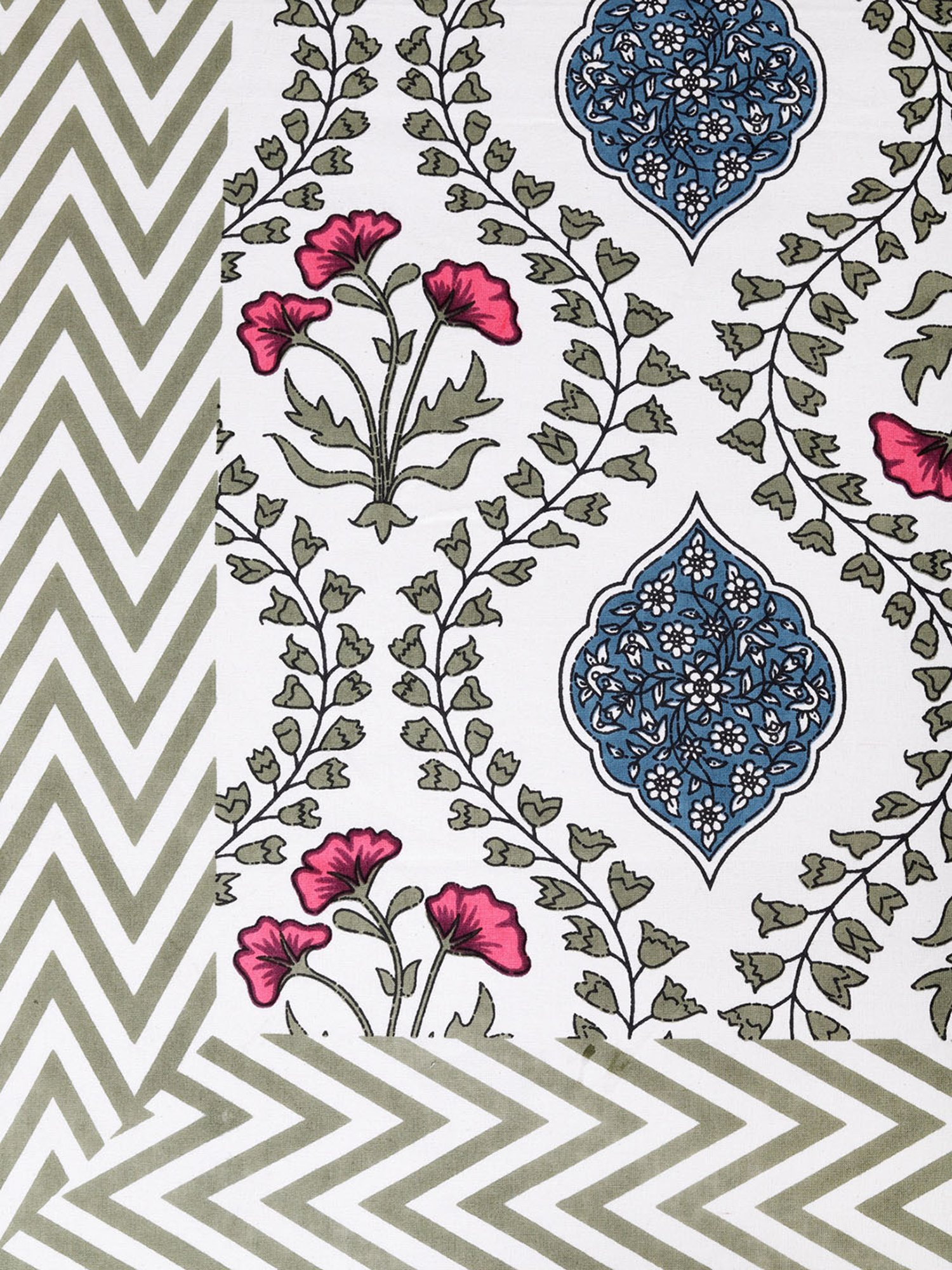 Romee White Cotton Ethnic Bed Sheets