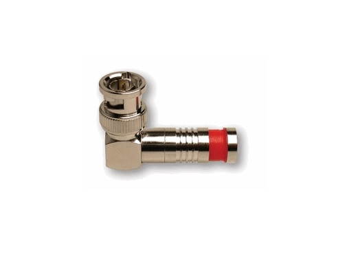 BNC RG59 RA Compression Connector, Nickel Plate. 3/Clamshell