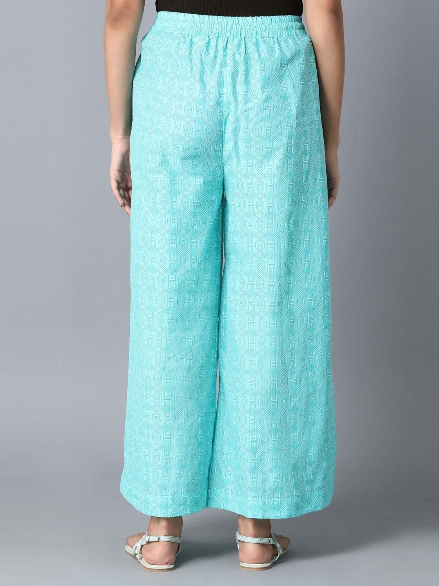 Saffron Threads Black Elasticated Palazzos