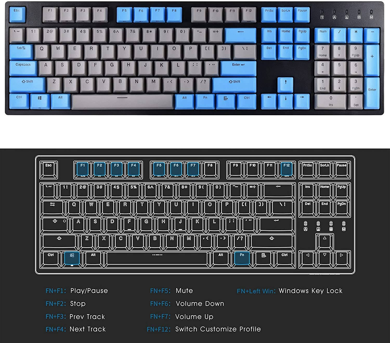 Durgod Taurus K310 Big Mechanical Gaming Keyboard - 104 Keys - Double Shot PBT - NKRO - USB Type C (Cherry Speed Silver,Black,ANSI/US)